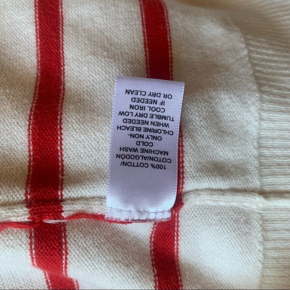 Off White and Red Strip Sweater with Button Detail on Sleeves from Loft - Picture 4 of 6